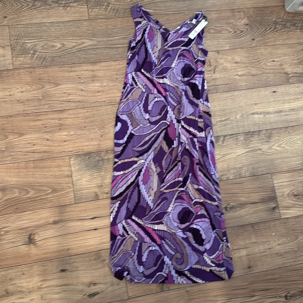 CHICO'S Travelers™ Rio Convertible Maxi Dress Violet Aruba Size 00/XS. NWT - Picture 4 of 6